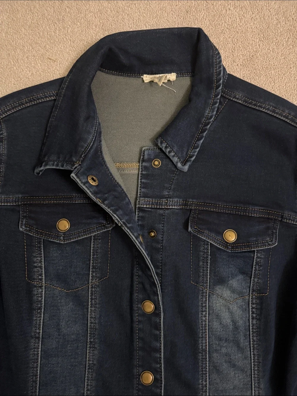 Women's Dark Navy Denim Jacket - Long Jean Coat